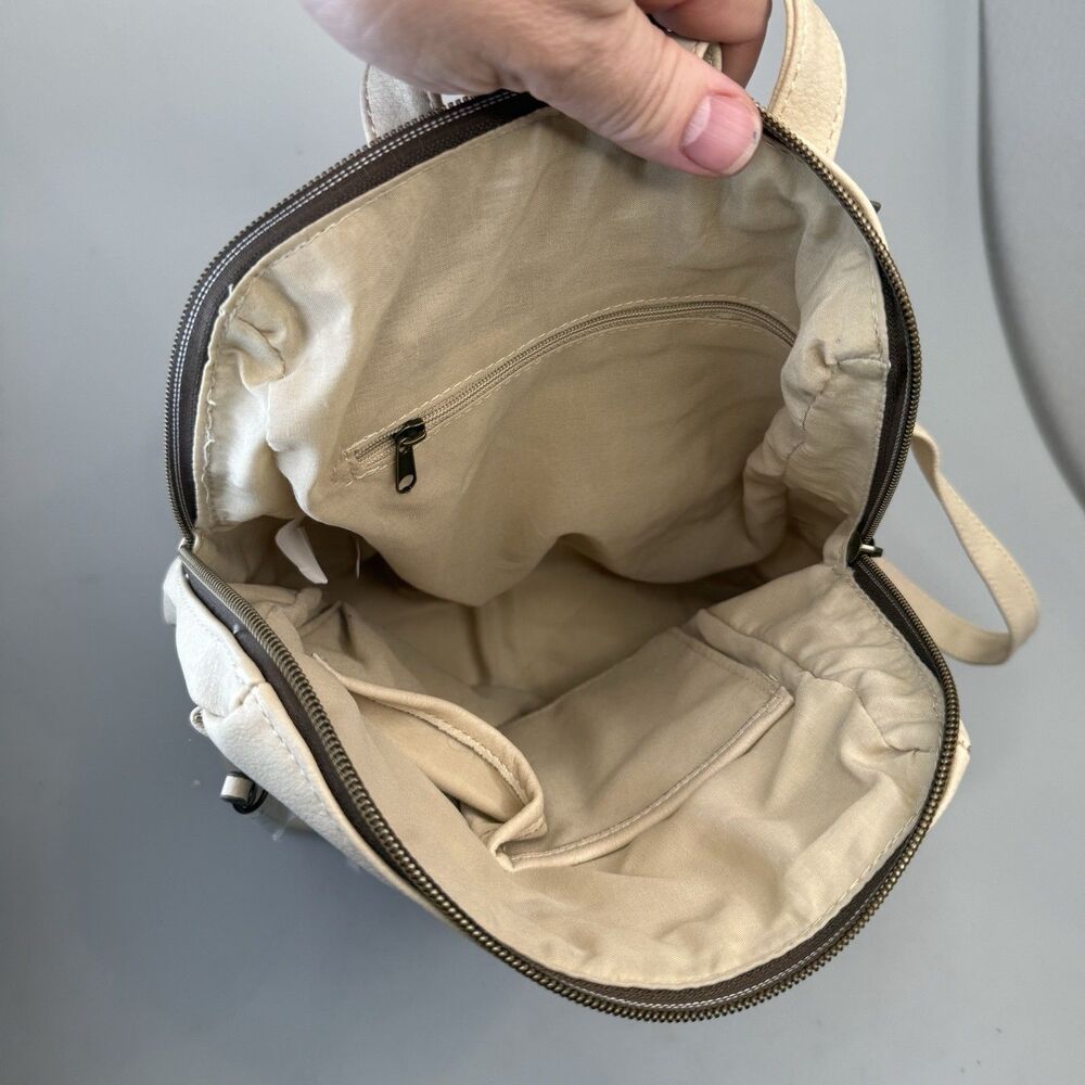Time And Tru 12” Inch Vegan Leather Mini Backpack Brand New - Bone Beige - Picture 4 of 12